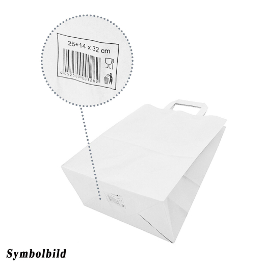 Papiertragetaschen 22 x 18 x 8 cm mit EAN-Code weiss, 50 Stk.