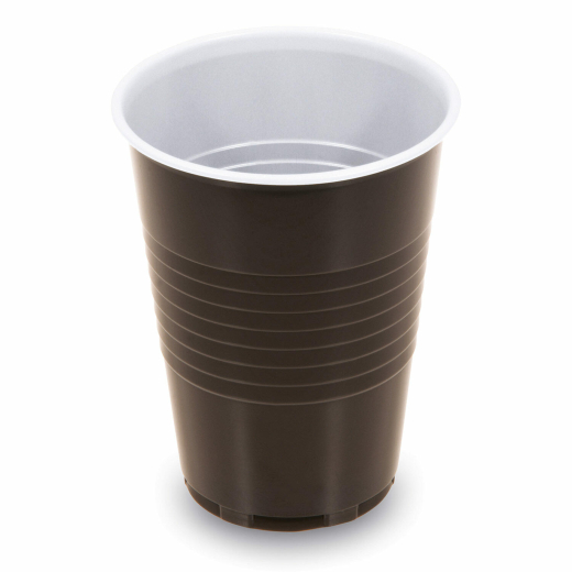 Automatenbecher braun-weiß 180 ml, Ø 70 mm PS, 100 Stk.