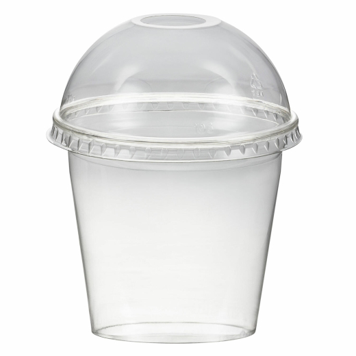 Smoothiebecher + Domdeckel mit Öffnung 250 ml, Ø 95mm, PET, glasklar, 50 Stk.