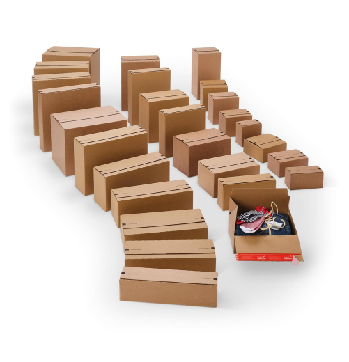 ColomPac Euroboxen S 200 x 200 x 100mm mit Selbstklebeverschluss & Aufreißfaden braun