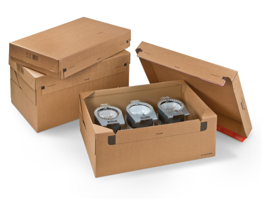 ColomPac Euroboxen XL 600 x 400 x 200mm mit Deckel - Selbstklebeverschluss & Aufreißfaden braun