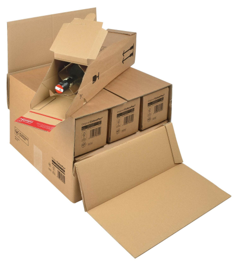 ColomPac Flaschenversandkarton für 3-6 Flasche 385 x 375 x 265mm mit DHL Zertifizierung braun