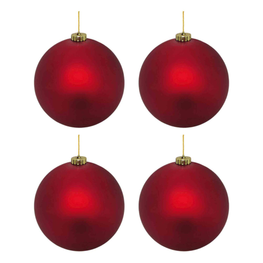 Weihnachtskugeln Christbaumkugeln aus Kunststoff rot matt, Ø10cm, 4 Stk.