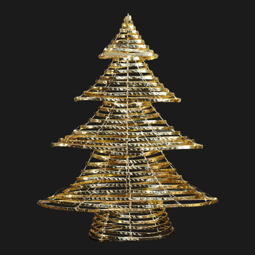 LED Weihnachtsbaum 60 cm, gold, 120 Mikro-LEDs warmweiß, Batteriebetrieb
