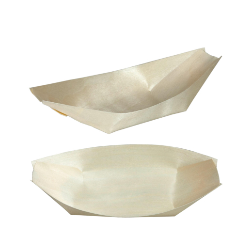 Fingerfood Schalen 'Schiffchen' aus Holz, 20cm, 50 Stk.