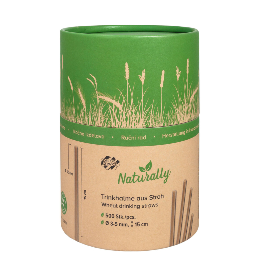 Trinkhalme aus Stroh natur Ø3-5mm 15cm, 500 Stk.