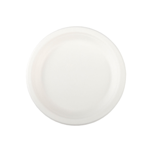 Teller aus Bagasse, naturweiß, rund Ø18cm, 50Stk. 