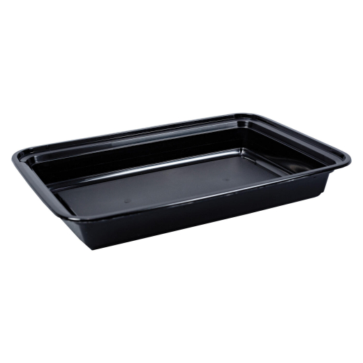 Mehrweg Menüboxen wiederverwendbar PP mit Deckel ungeteilt schwarz 29.5x20x5.5cm, 50 Stk.