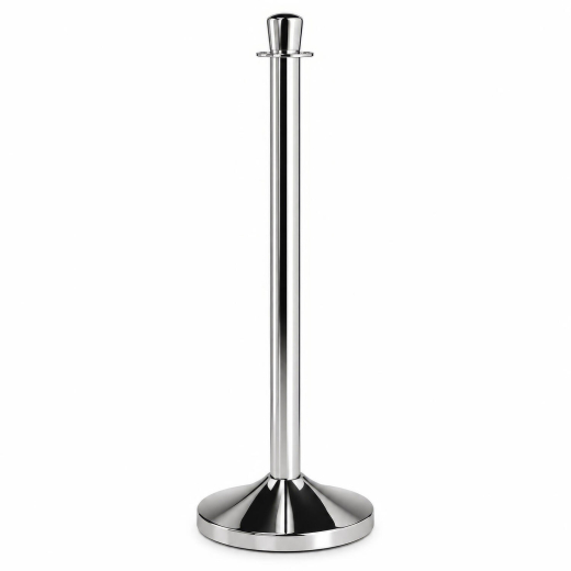 Absperrpfosten Leitsystem 100 cm, verchromt, flacher Kopf, mit Standfuß