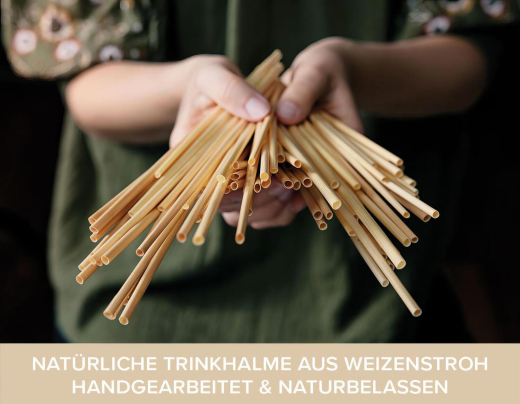 Trinkhalme aus Stroh natur Ø3-5mm 15cm, 100 Stk.