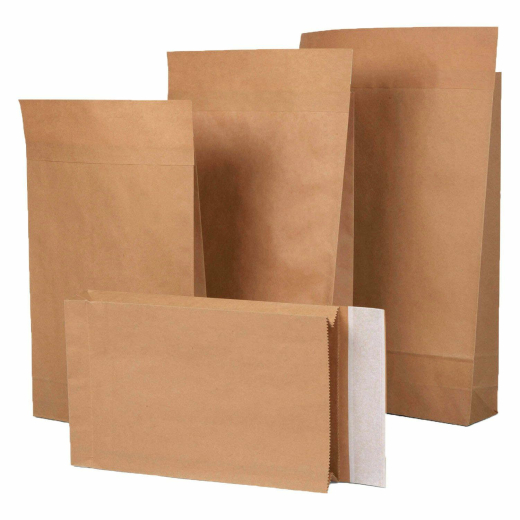 Musterfaltenbeutel mit SK-Klappe aus Kraftpapier 120 g/m² 300x80x430 + 50 mm