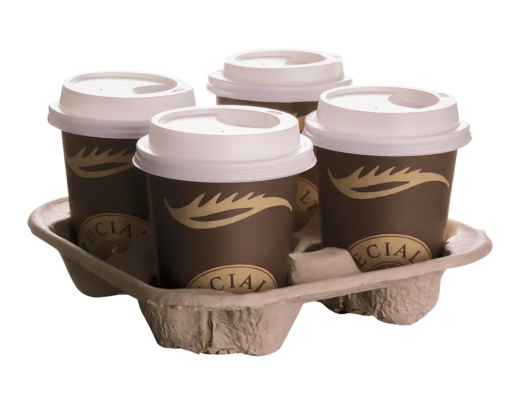 Getränkehalter Tragetablett Becherhalter 4 Becher Coffee to Go 21x21cm, 90 Stk.