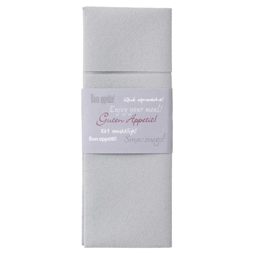 Pochetto Bestecktaschen grau mit Banderole 'Guten Appetit' Airlaid 400x300 mm, 300 Stk.