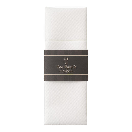 Pochetto Bestecktaschen weiß mit Banderole 'Bon Appétit' Airlaid 400x300 mm, 300 Stk.