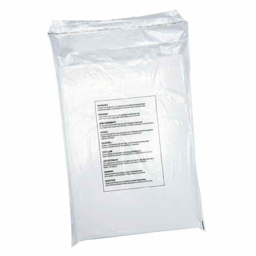Adhäsionsverschlussbeutel LDPE mit Warntext gelocht 400 x 600mm 40my, 100 Stk.