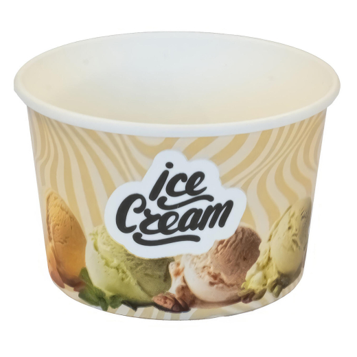 Eisbecher aus Pappe Papierbecher 175 ml bedruckt 'ICE CREAM' Ø85 mm, 50 Stück