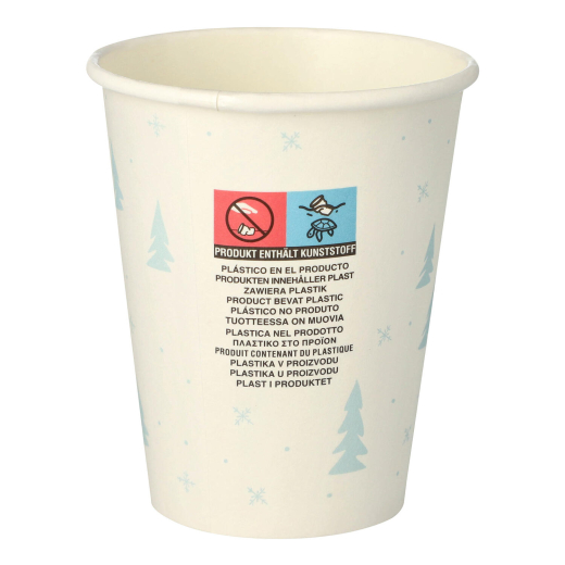 Heißgetränkebecher Pappbecher 'Hello Winter & Schneemann-Bau' 200ml, 50 Stk.