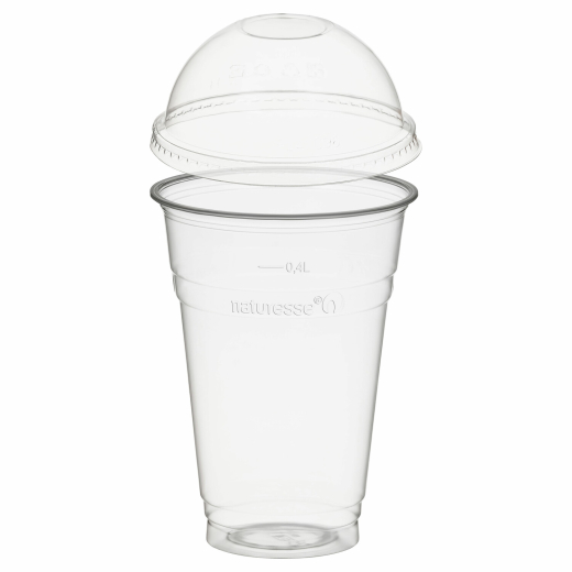 Trinkbecher 400ml mit Domdeckel ohne Loch aus PLA 50 Stk.
