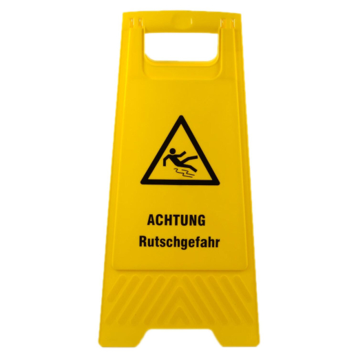 Warnschild 'Achtung Rutschgefahr' gelb beidseitig bedruckt, ca. 61 cm hoch