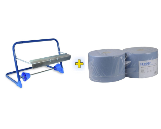 Wandhalter für Putztuchrollen inkl. 2 x 22cm breite 1000 Blatt Rollen