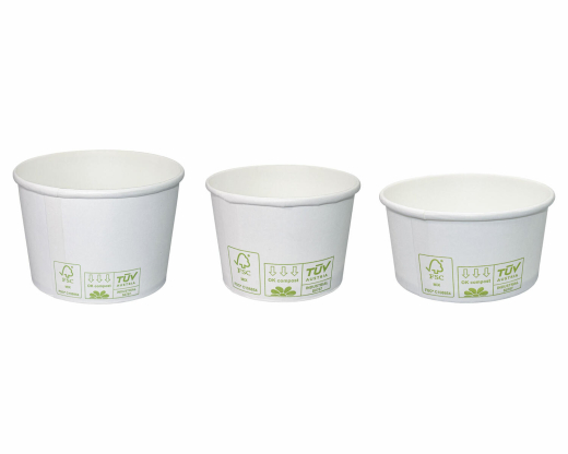 Eisbecher Pappbecher 100% ohne Kunststoff 160ml Ø85 Höhe 43mm weiß, 50 Stk.