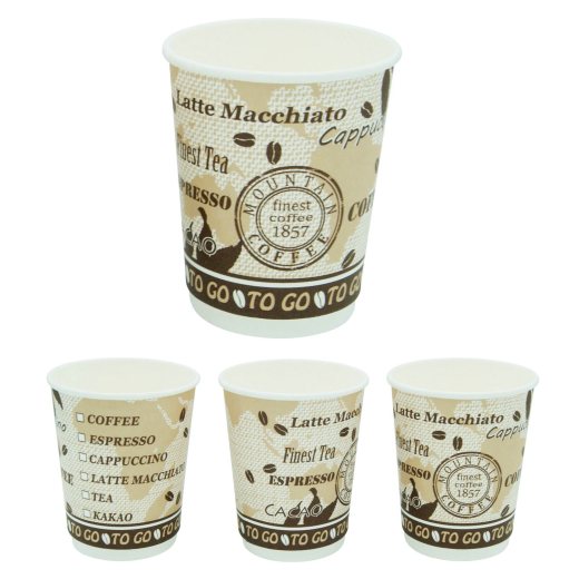 Premium Kaffeebecher Doppelwand, 'Coffee to go', beschichtet, 200 ml, 35 Stk.