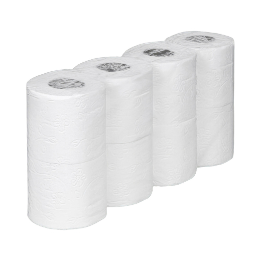 Ecoline Toilettenpapier 3-lagig aus Zellstoff 250 Blatt 9,6x11 cm, 56 Rollen