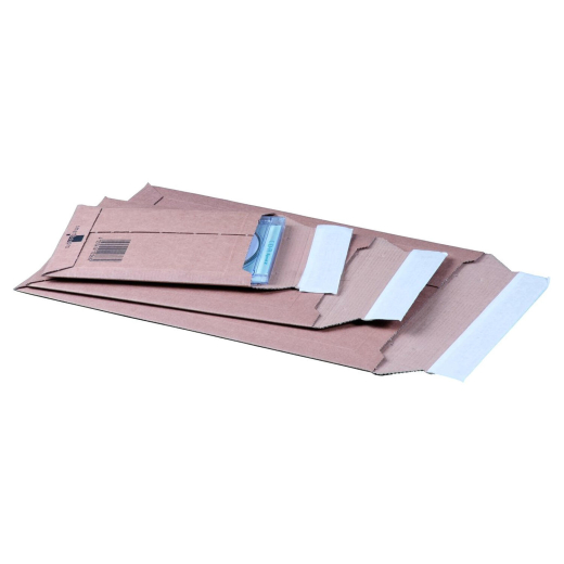 Wellpappe Versandtaschen 335x500mm bis 50mm Höhe Selbstklebeverschluss Aufreißfaden für A3 braun