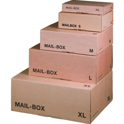 Versandkarton 331x241x104mm MAILBOX M mit Steckverschluss wiederverschließbar braun