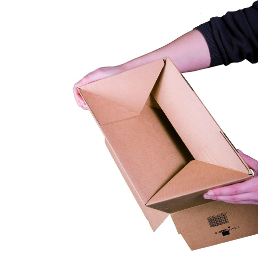 Schnellaufrichtekarton 220x220x73mm Selbstklebeverschluss Aufreißfaden Automatikboden braun