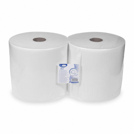 Industrie-Putztuchrolle glatt Tissue 2-lagig Ø 27 x 26cm x 304m weiß, 2 Stk.
