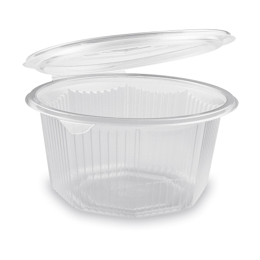 Achteckbecher klar mit angehängtem Deckel 1000 ml (PP), 50 Stk.