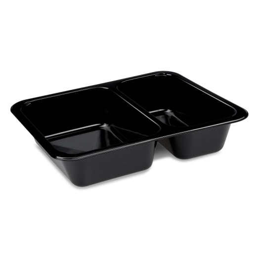 Siegelschalen Menüschalen 2- geteilt 22,7 x 17,8 x 5 cm schwarz 1260ml, 50 Stk.