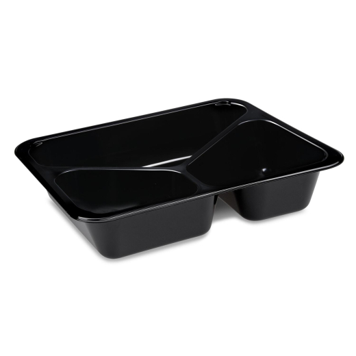 Siegelschalen Menüschalen 3-geteilt 22,7 x 17,8 x 5 cm schwarz 1120ml , 50 Stk.