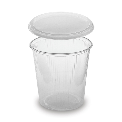 Rundbecher klar 500 ml mit Deckel PP mikrowellengeeignet, 250 Stk.