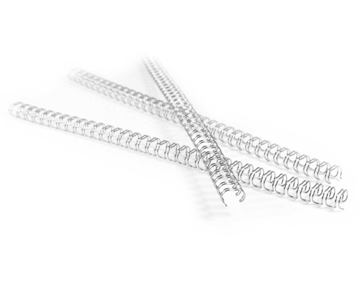 Drahtbinderücken 6mm 1/4', bis max. 35 Blatt, 3:1 Teilung, Silber, 100 Stk.