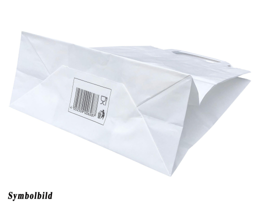 Papiertragetaschen 25 x 26 x 17 cm mit EAN-Code weiß, 250 Stk.