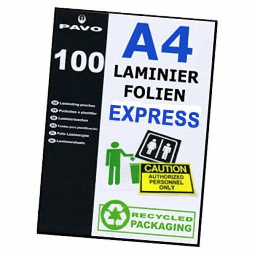 PAVO EXPRESS-Laminierfolien A4, 216 x 303mm, 2x 125 mic, 100 Stk.