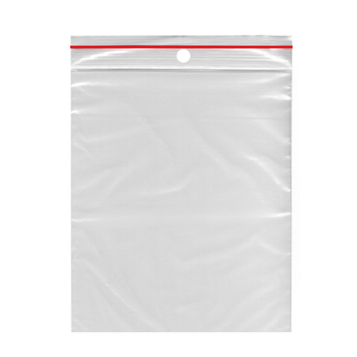 Druckverschlussbeutel 40 x 60 mm mit Rundlochung Farbstreifen rot 1000 Stk.