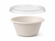 Dressingbecher Dipschale 60ml rund Ø 62 mm aus Bagasse Zuckerrohr inkl. Deckel aus PLA, 50 Stk.