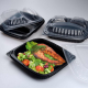 Mehrweg Menüschalen 3-geteilt 240 x 210 x 40 mm Mikrowellengeeignet schwarz 1000ml, 100 Stk.