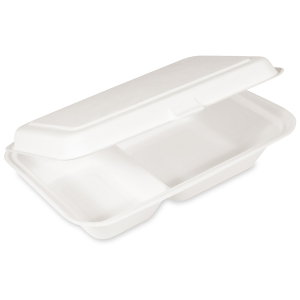Menüboxen Lunch-Boxen 2-geteilt aus Zuckerrohr Bagasse, 250x162x63 mm, 50 Stk.