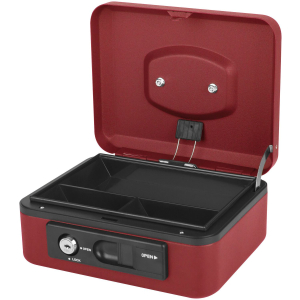 Deluxe Geldkassette mit praktischer Öffnungsfunktion 200mm, rot
