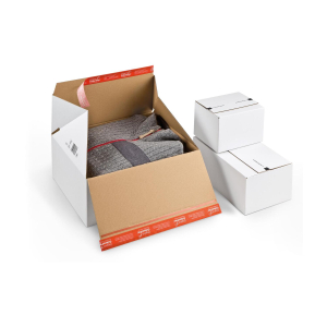 ColomPac Blitzbodenkarton 189 x 154 x 131mm Premium mit doppelten Selbstklebeverschluss & Aufreißfaden weiß
