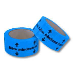 Warnklebeband 'Bitte mind. 1,5m Abstand halten' PVC NKK geräuscharm 50mm x 66m