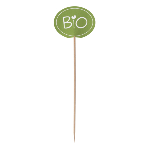 Kennzeichnungspicker Deko-Picker 'Bio' 12 cm grün, 100 Stk.