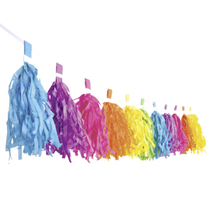 Tassel-Girlande 'Farbenspiel' aus Papier schwer entflammbar 3m, 1 Stk.