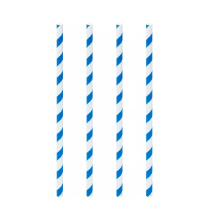 Trinkhalme aus Papier blau gestreift Ø6mm, 21cm, 100 Stk.