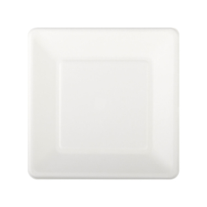 Teller aus Bagasse, naturweiß, quadratisch 16.5cm, 50Stk.