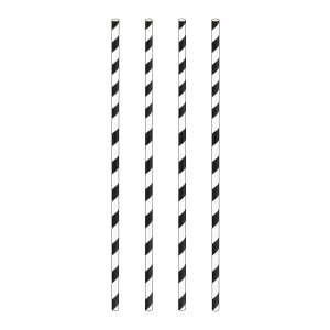 Trinkhalme aus Papier schwarz gestreift Ø6mm 24cm, 100 Stk.